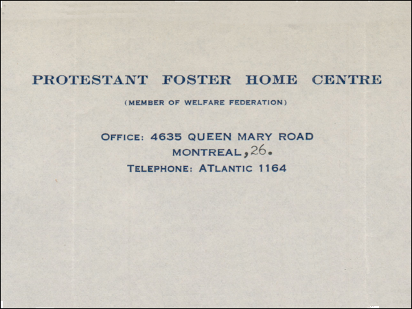 Logo de Protestant Foster Home Centre, 1945
