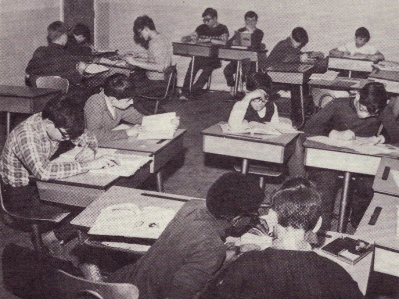 Une salle de classe de Weredale House en 1970.